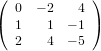 (            )
   0 − 2   4
(  1   1  − 1 )
   2   4  − 5
