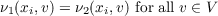 ν1(xi,v) = ν2(xi,v) for all v ∈ V
